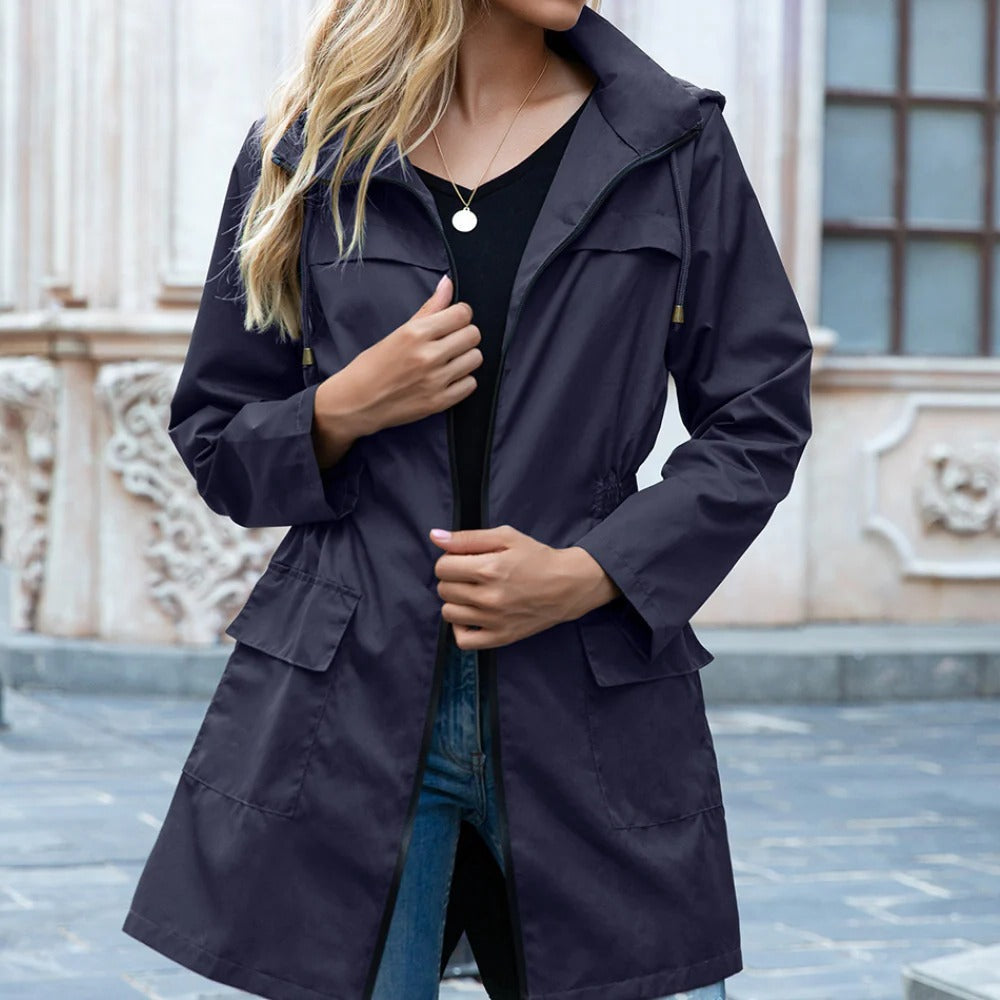 Chic Longline Zip-Up Coat for Women