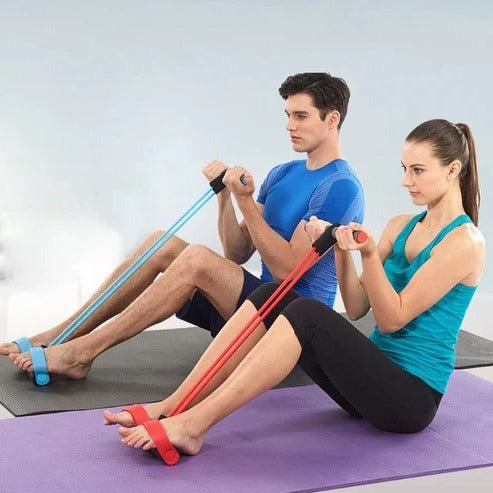 Versatile Resistance Band System with Foot Pedals for Home Fitness