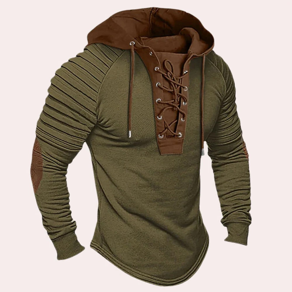 Stylish Hooded Sweatshirt for Men with Trendy Lace-Up Design