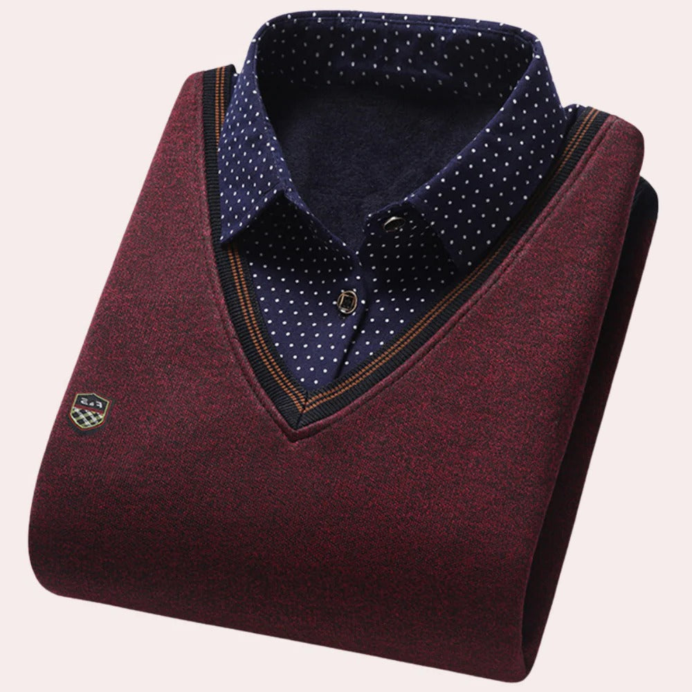 Elegant Men's Sweater with Collared Neckline