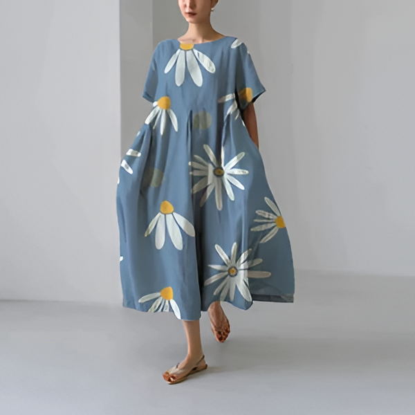 Chic Floral Cotton Dress for Effortless Style