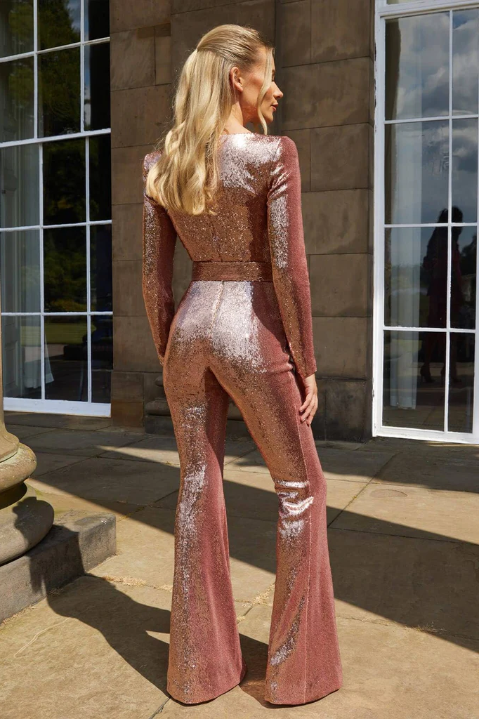 Glimmering Long-Sleeve All-in-One Outfit