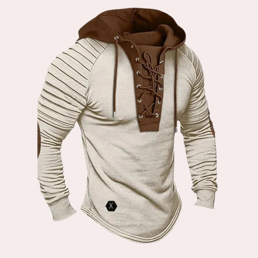 Stylish Hooded Sweatshirt for Men with Trendy Lace-Up Design