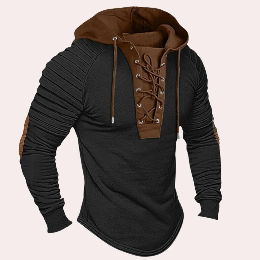 Stylish Hooded Sweatshirt for Men with Trendy Lace-Up Design