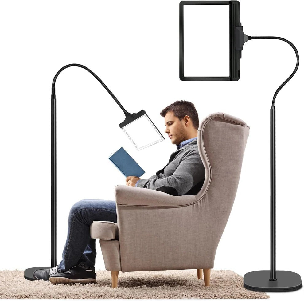Illuminated Magnifier Floor Lamp for Comfortable Viewing