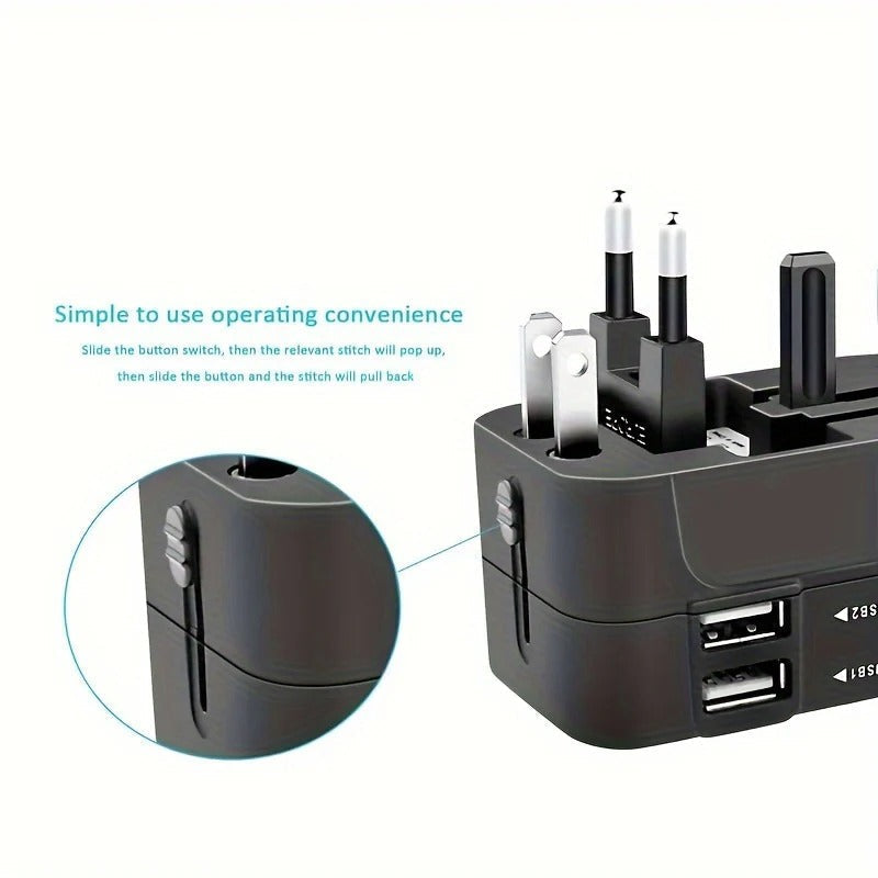 Global Charging Adapter with Dual USB Ports for Travelers