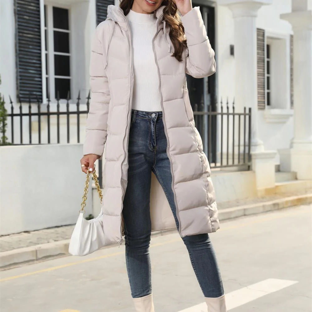 Ladies' Long Down Jacket with Hood for Ultimate Comfort