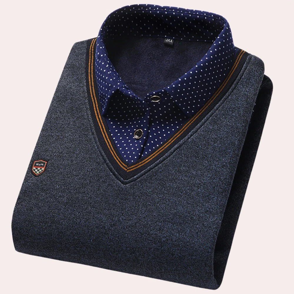 Elegant Men's Sweater with Collared Neckline