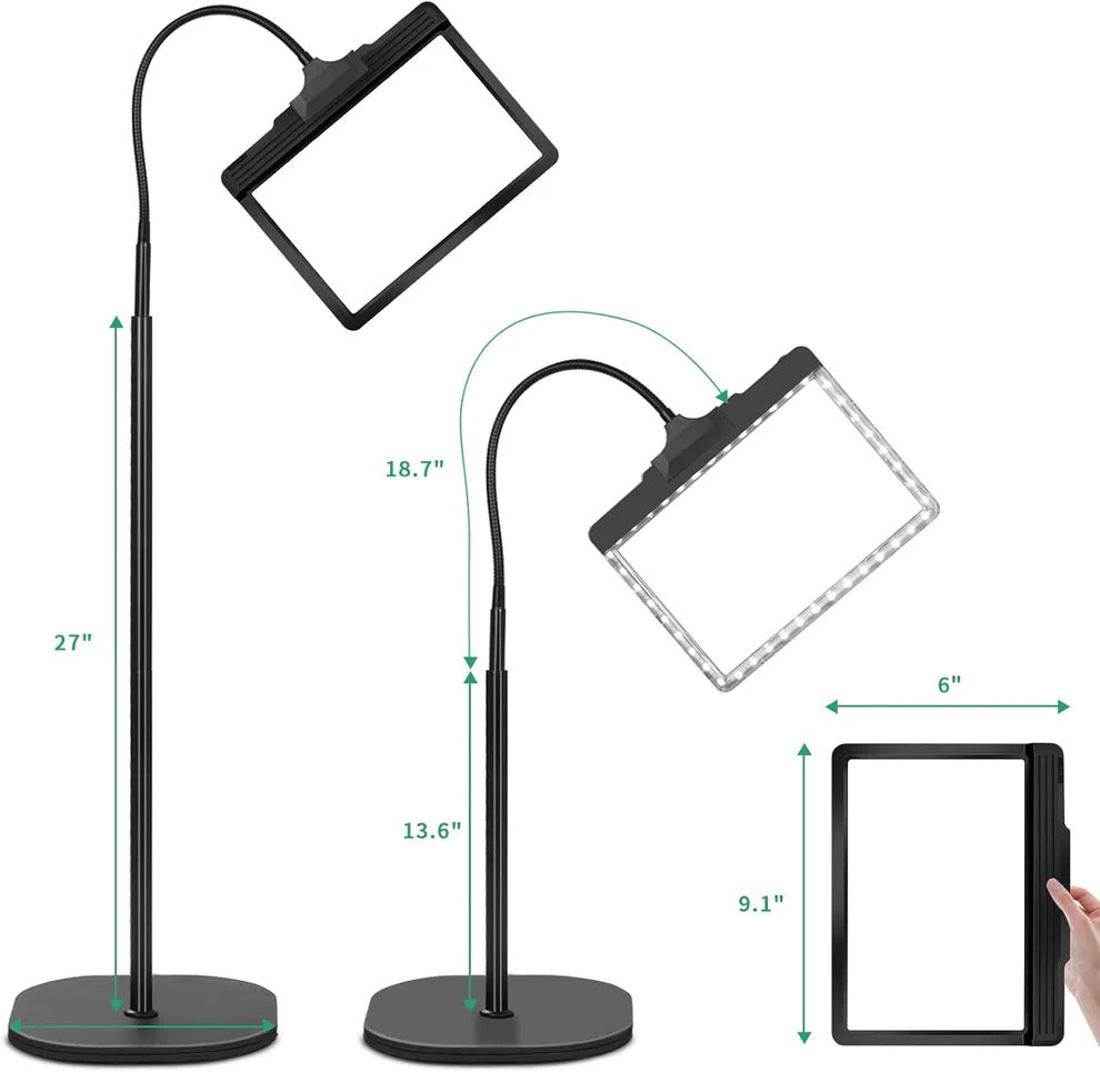 Illuminated Magnifier Floor Lamp for Comfortable Viewing