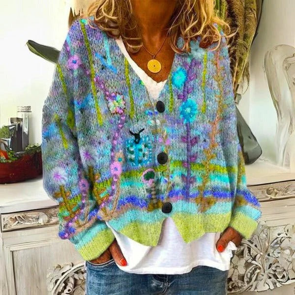 Chic Floral Knit Sweater for Women