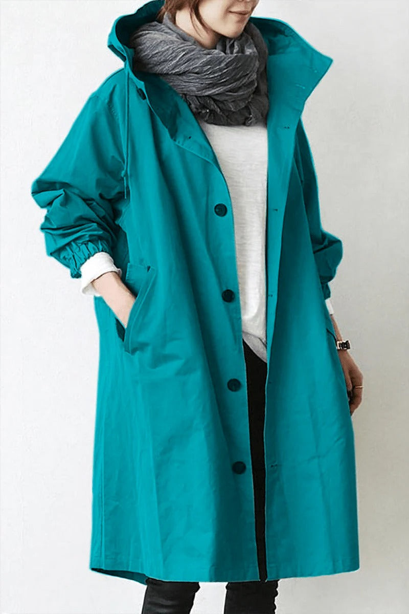 Chic Water-Resistant Hooded Overcoat for Women