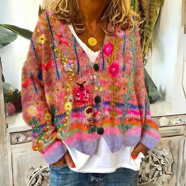 Chic Floral Knit Sweater for Women