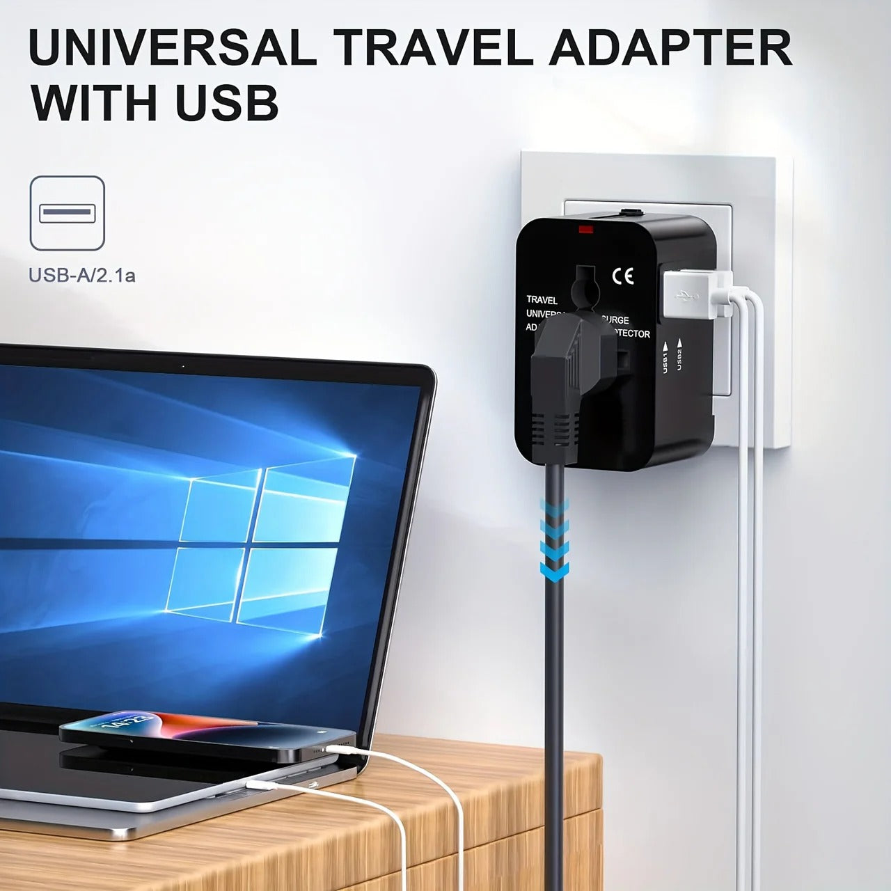 Global Charging Adapter with Dual USB Ports for Travelers