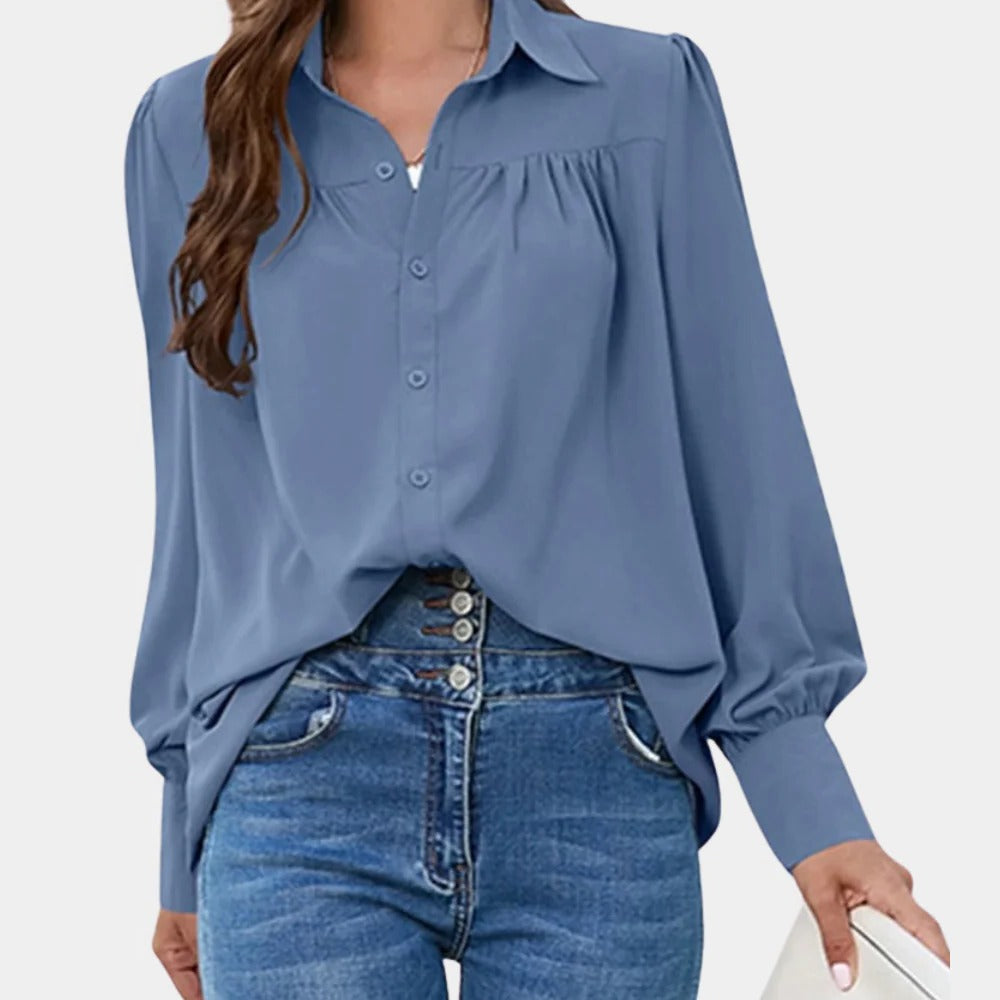 Chic Pleated Long Sleeve Blouse for Women