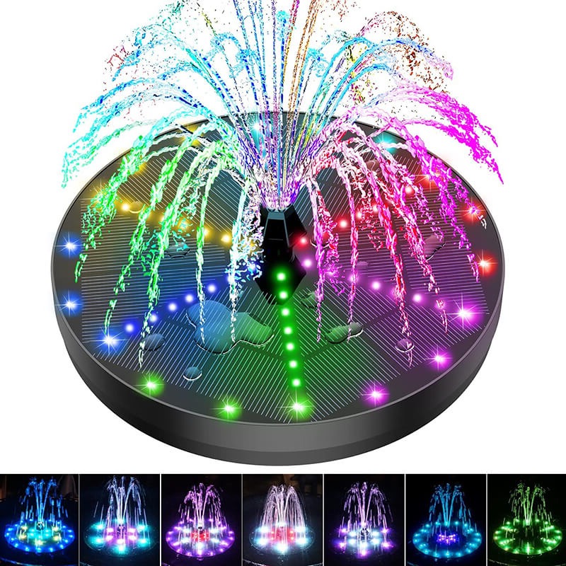 Eco-Friendly Solar Water Fountain with LED Lighting