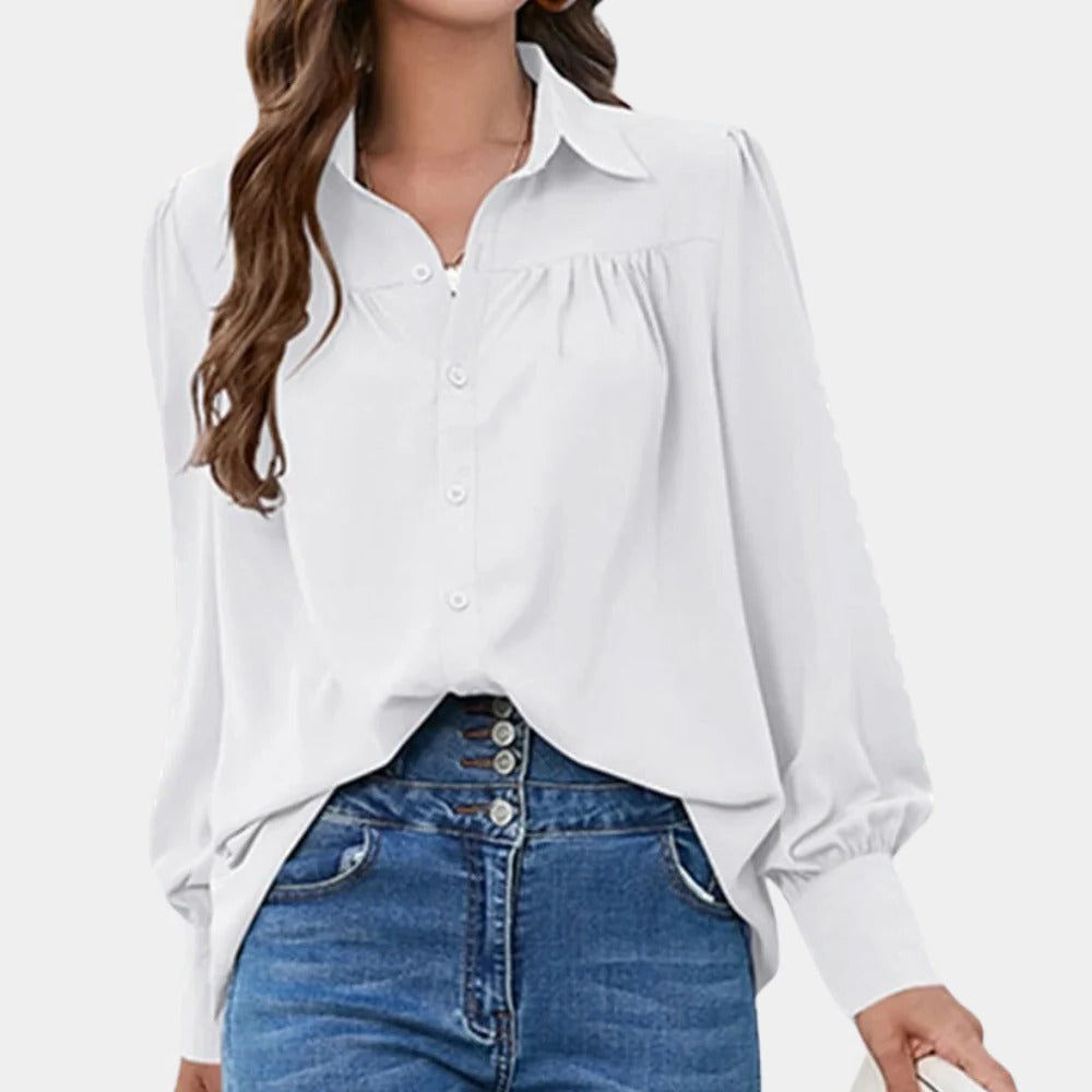Chic Pleated Long Sleeve Blouse for Women