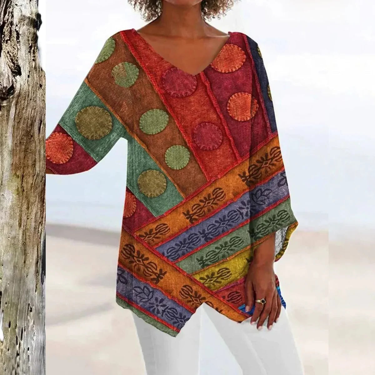Chic Women's V-Neck Blouse with Flattering Silhouette