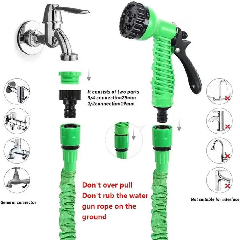 Versatile Expandable Water Hose – Lightweight 3X Stretch Hose with 7 Spray Functions