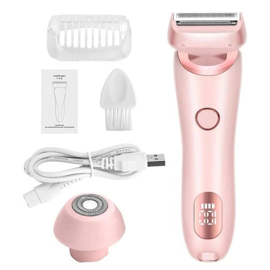 GlamGroom Women's Cordless Shaver – IPX7 Wet & Dry Razor with Twin Heads and 120-Minute Runtime