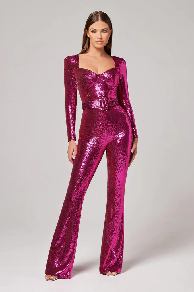 Glimmering Long-Sleeve All-in-One Outfit