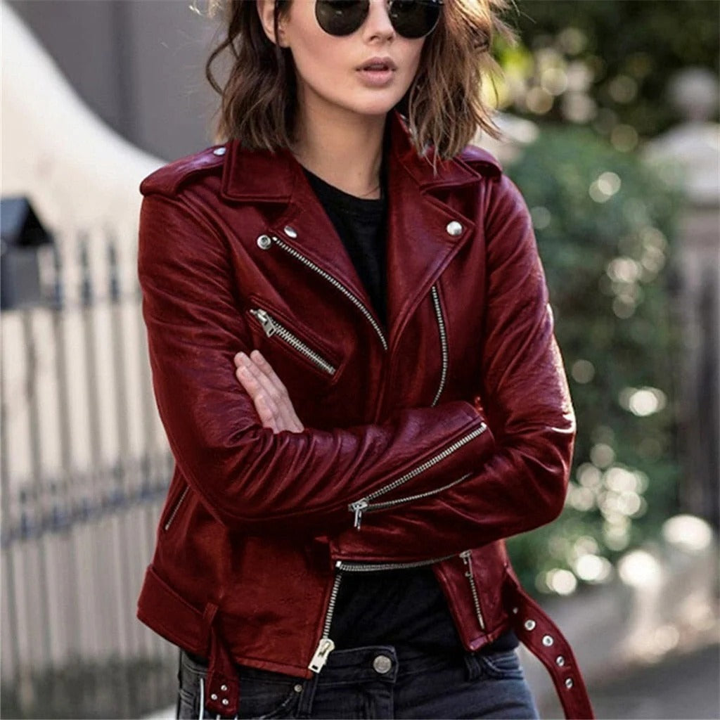 Stylish Premium Leather Motorcycle Jacket in Vibrant Colors