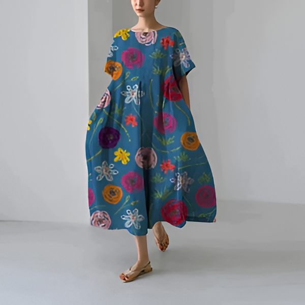 Chic Floral Cotton Dress for Effortless Style