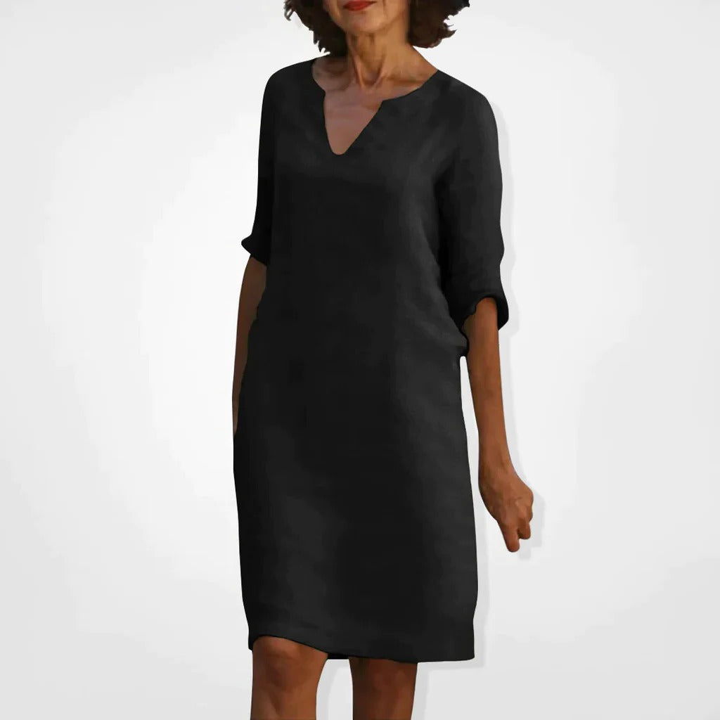 Chic V-Neck Midi Dress for Effortless Style