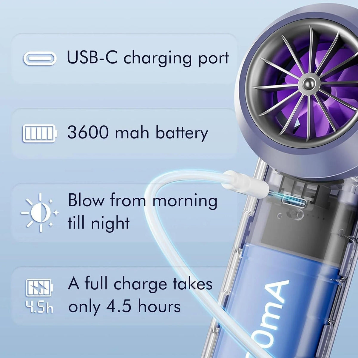 Compact Cooling Handheld Fan with Smart Technology