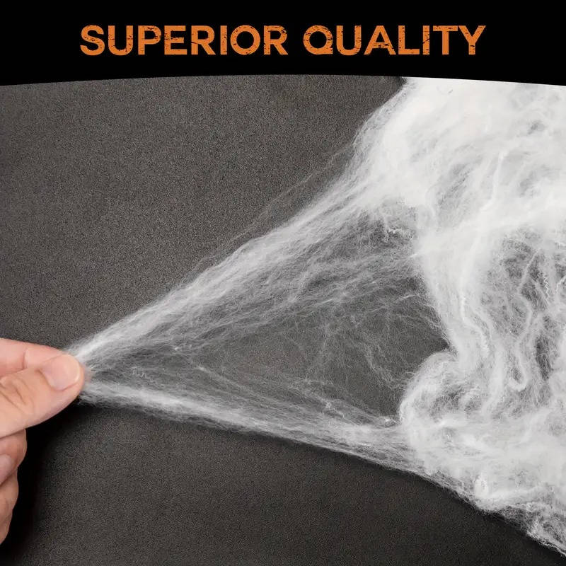 200 Sqft Stretchable Spooky Webs with Creepy Spider Accents