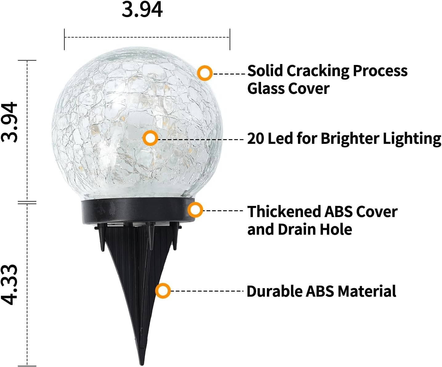 Radiant Solar Pathway Lights – Stunning Glass Globe Design with 20 LEDs