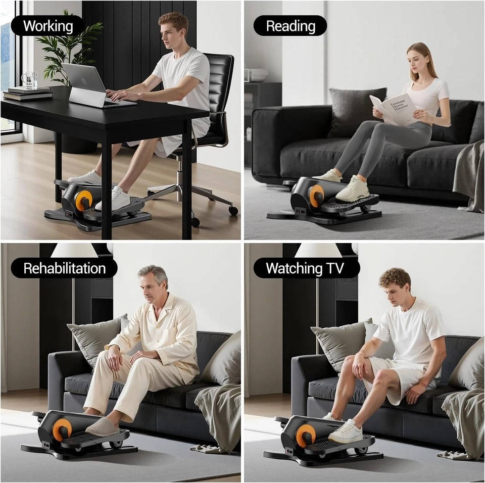 FlexMove Compact Under Desk Elliptical – 12 Speeds & Programs, Remote Control, Quiet Operation