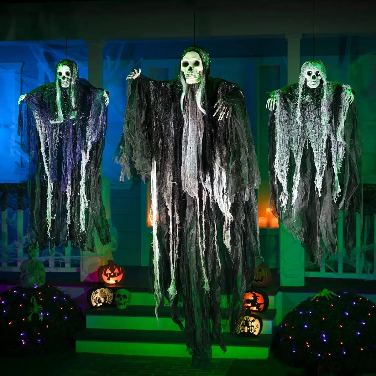 Chilling Halloween Hanging Reapers for Spooky Decor - Set of Three