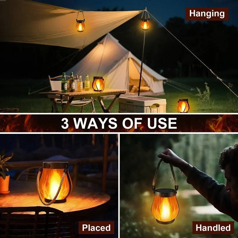 Solar-Powered Flickering Lanterns for Outdoor Ambiance