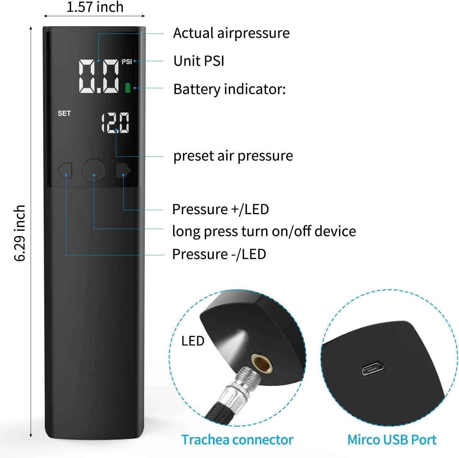 ProInflate Smart Ball Pump – 15 PSI Rechargeable Inflator with LCD Display