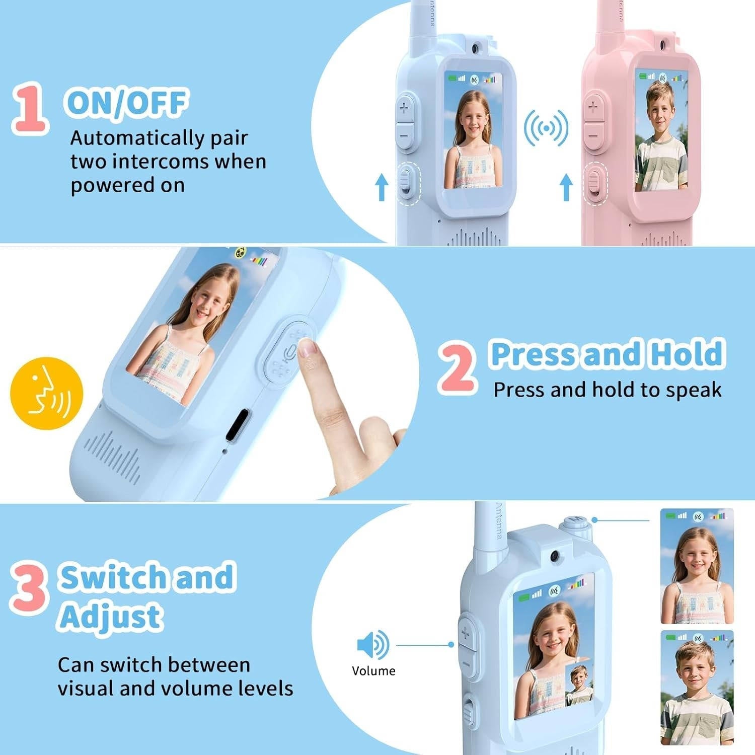 Interactive Video Walkie Talkies for Kids - 2 Pack
