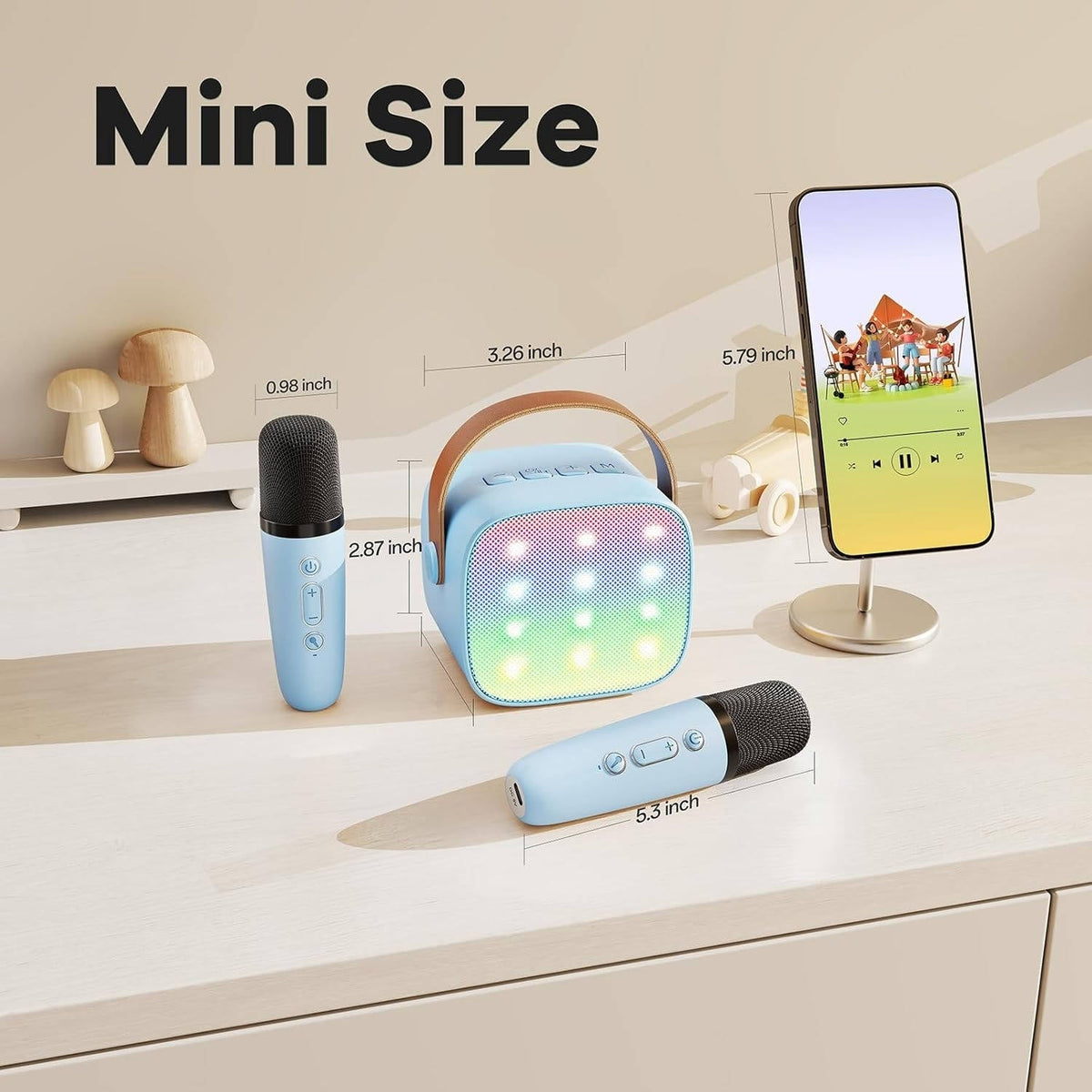 Compact Karaoke System with Dual Wireless Microphones
