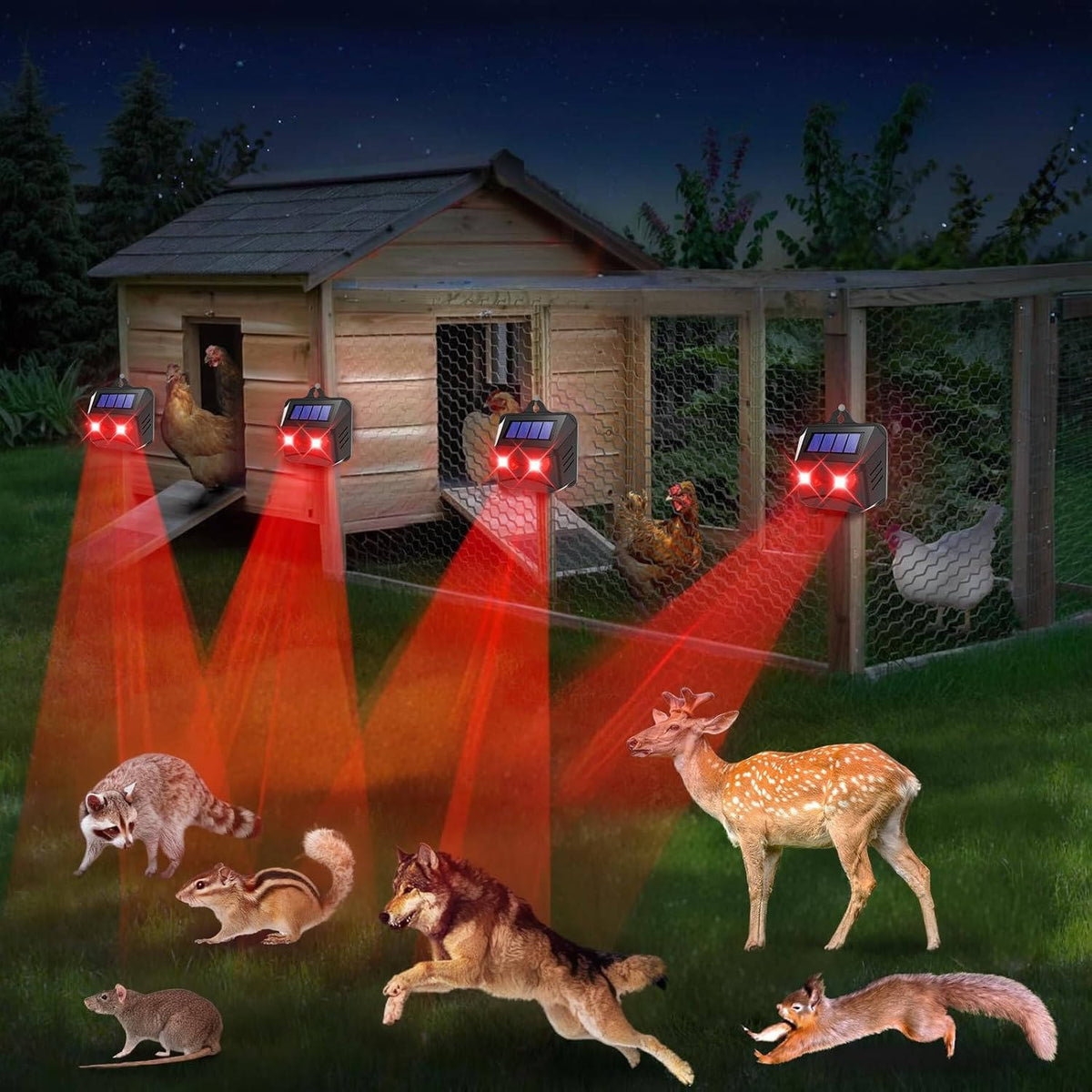 2-Pack Eco-Friendly Solar Ultrasonic Pest Deterrent