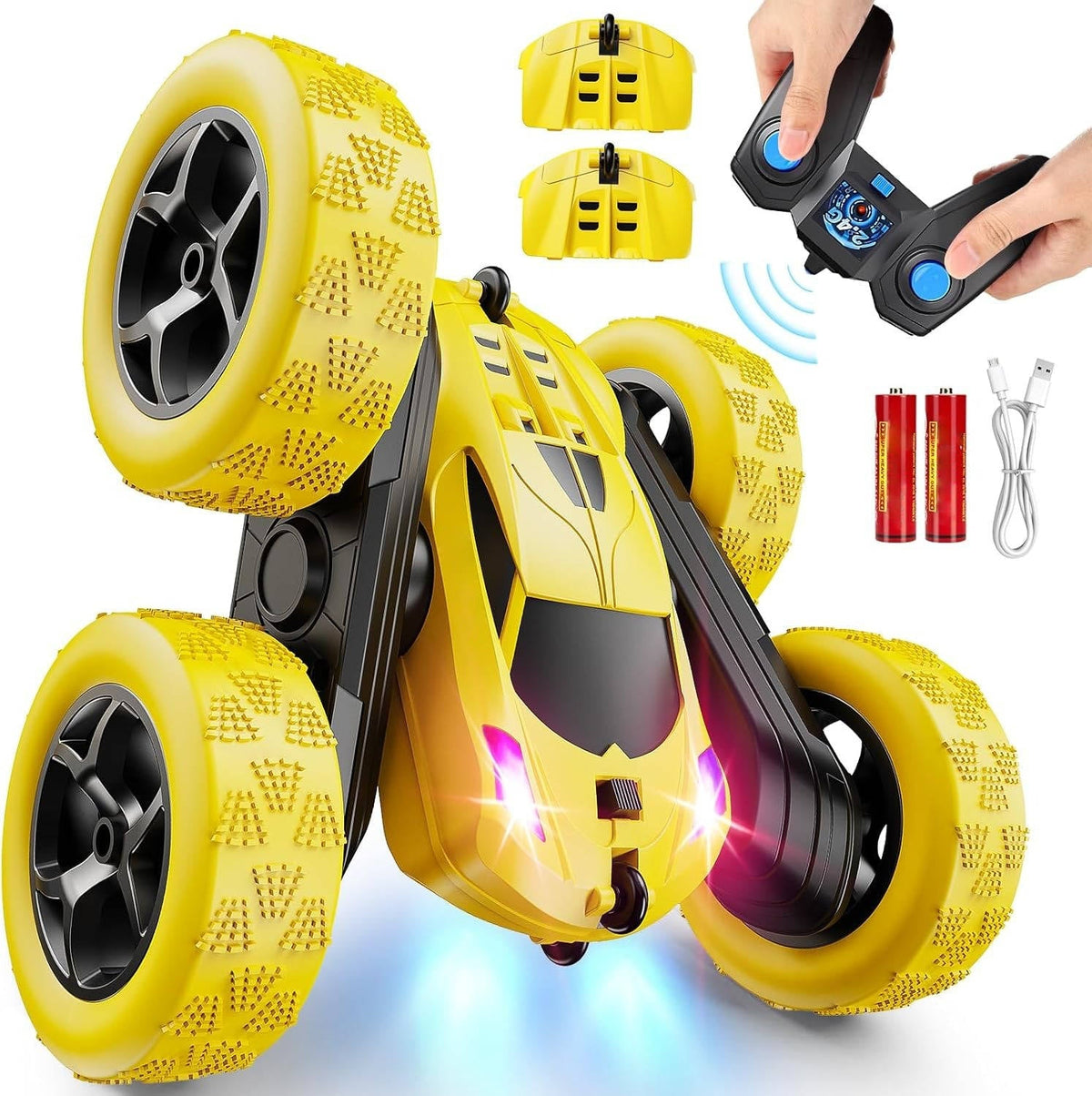 Stunt Racer RC Car for Kids Aged 6 to 12 with LED Lights