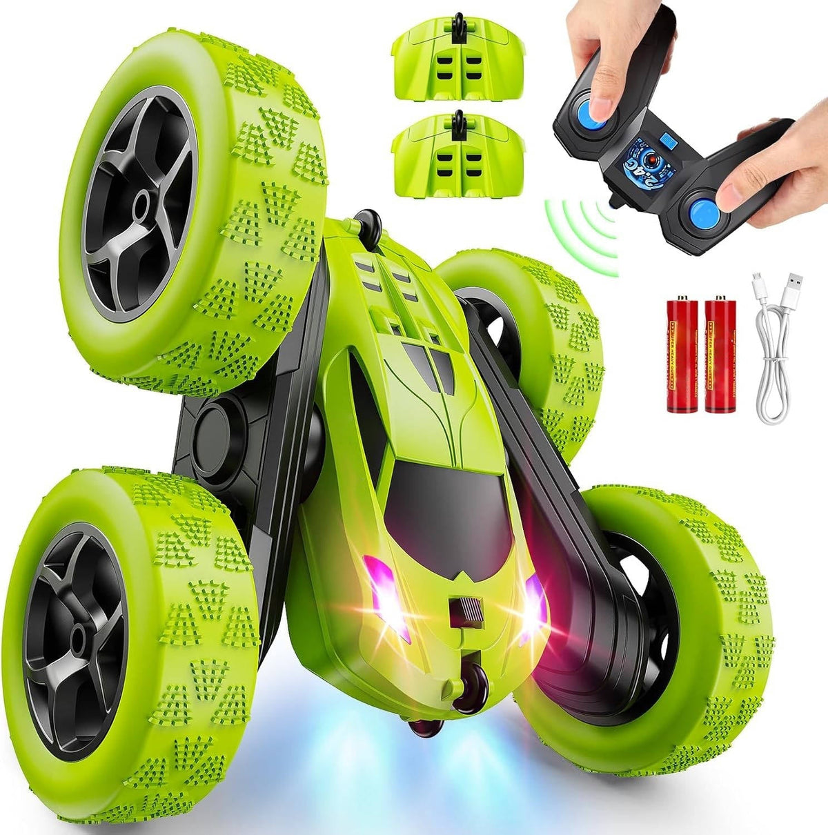 Stunt Racer RC Car for Kids Aged 6 to 12 with LED Lights