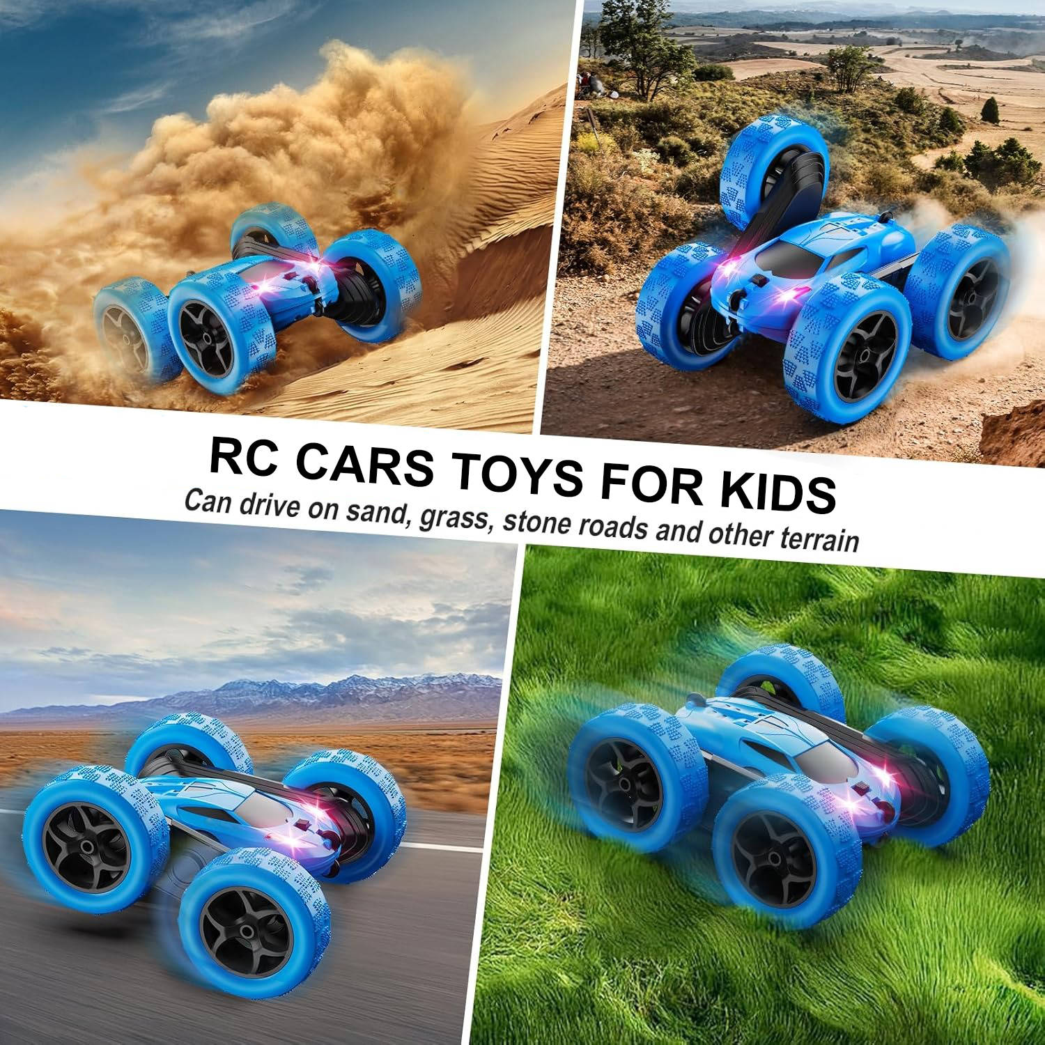 Stunt Racer RC Car for Kids Aged 6 to 12 with LED Lights