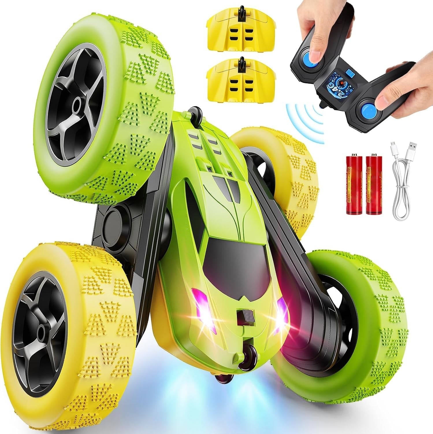 Dynamic Flip Racer – 360° Stunt Car with LED Lights & Dual Motors