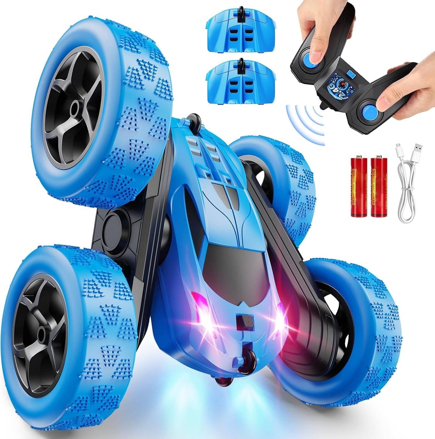 Stunt Racer RC Car for Kids Aged 6 to 12 with LED Lights