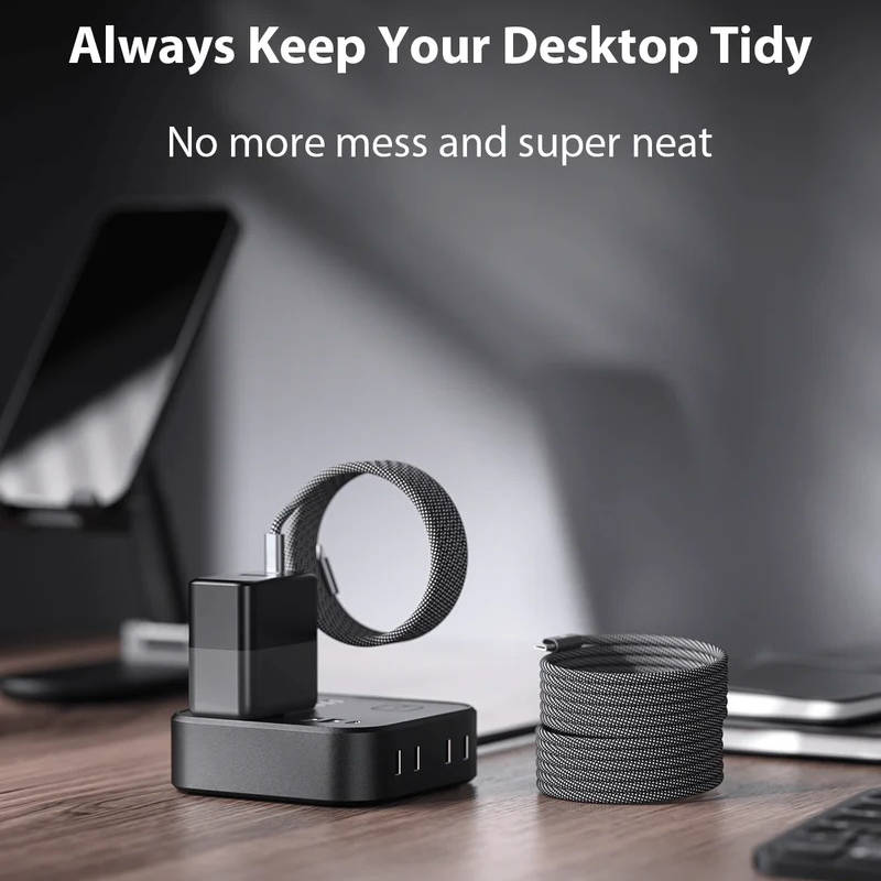 Magnetic Self-Coiling Charging Cable with Fast Charge Feature