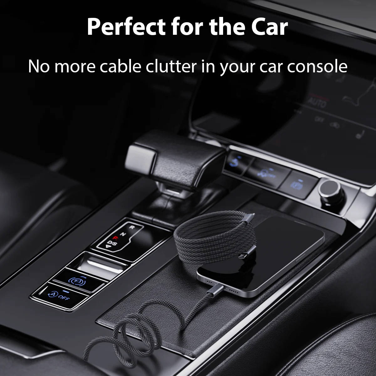 Magnetic Self-Coiling Charging Cable with Fast Charge Feature