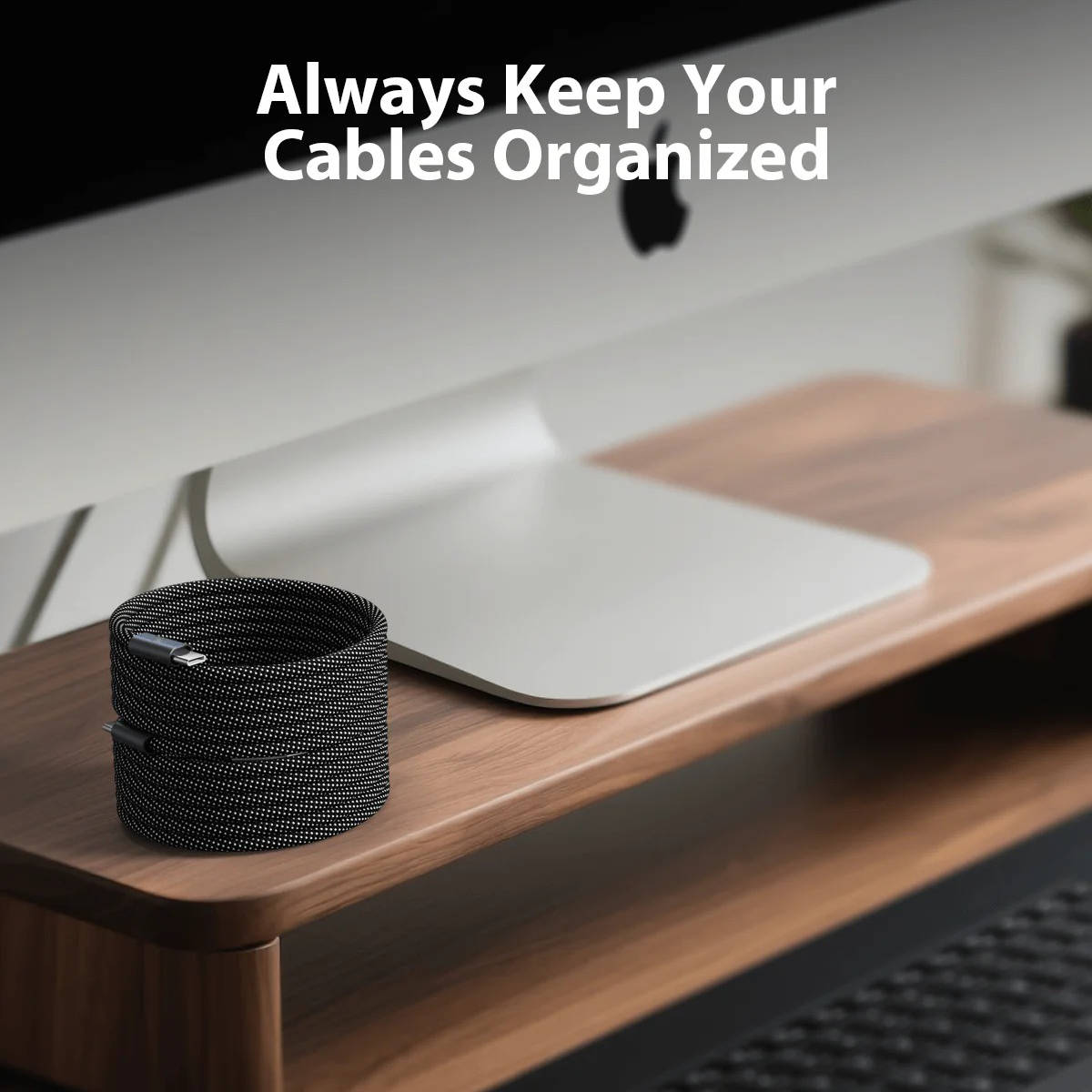 Magnetic Self-Coiling Charging Cable with Fast Charge Feature