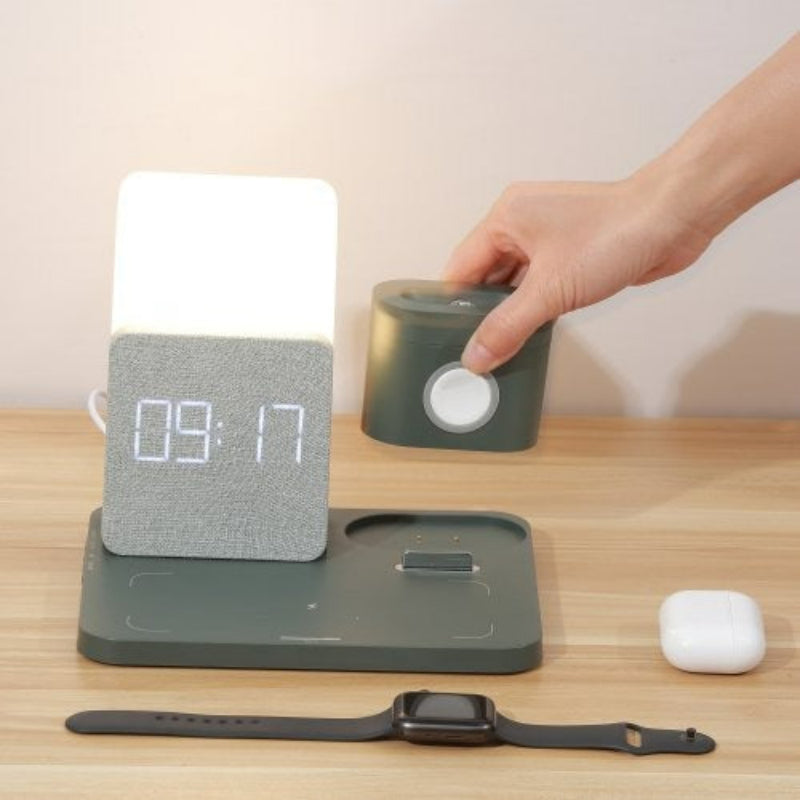 All-in-One Charging Hub with Clock and Adjustable Light