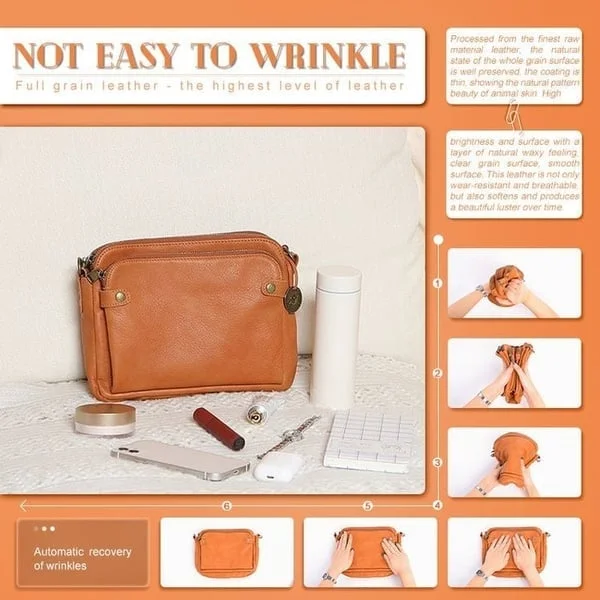 Versatile Three-Compartment Leather Crossbody & Clutch Bag