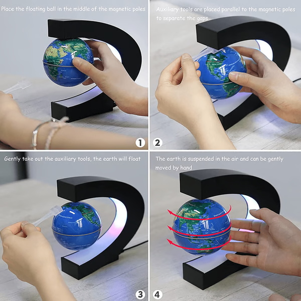 Illuminated Floating Globe with Magnetic Suspension