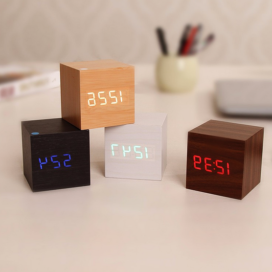 Sleek Wooden Digital Timepiece