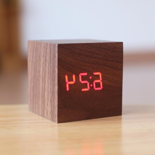 Sleek Wooden Digital Timepiece